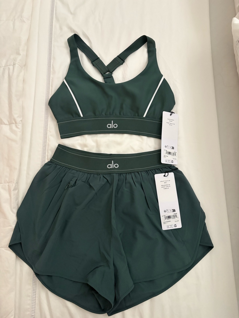 Alo yoga set airlift suit up bra and match point short size s both BNWT - Picture 3 of 6